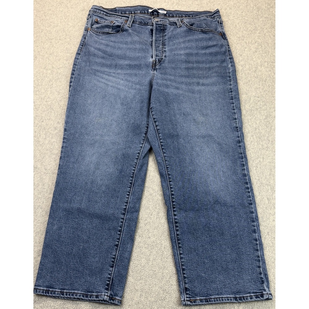 Levi's Womens Ribcage Straight Jeans Blue Denim Whisker Classic Five Pocket 18W